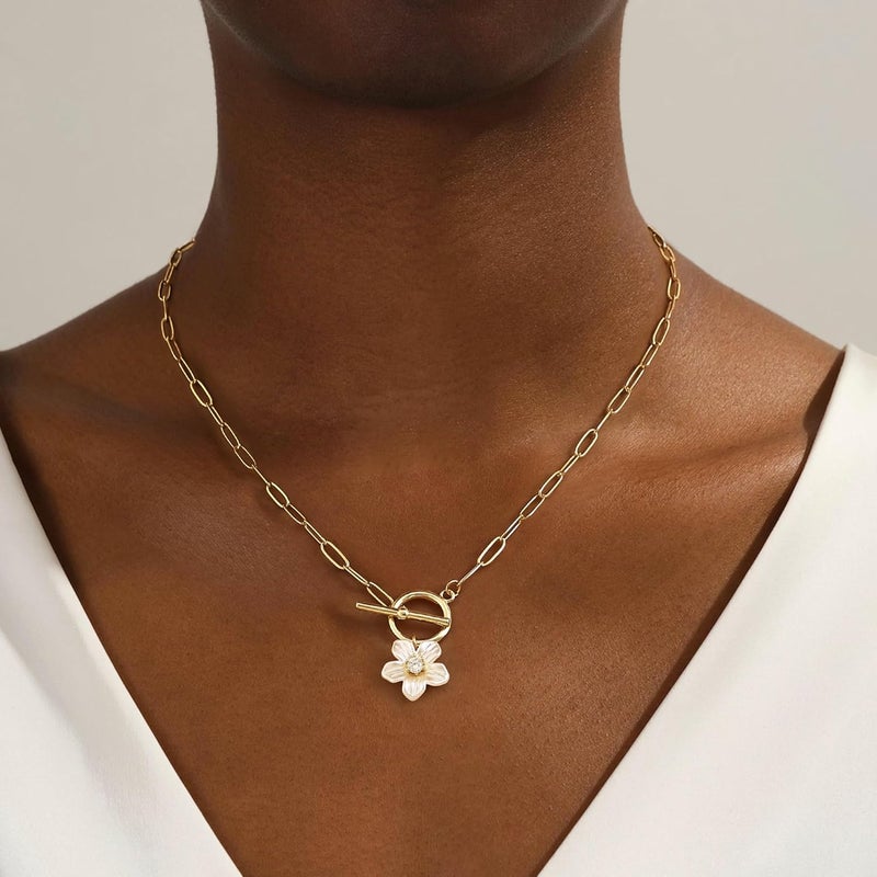 Moodear Cross Necklace for Women Trendy Chunky 14K Gold Plated/Silver Plated Cross Pendant Necklace Toggle Clasp Paperclip Chain Dainty Charm Necklace Fashion Religious Simple Jewelry Christian Gifts for Women - Image 2